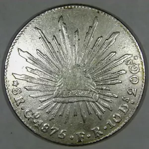 1875 Mexico 8 Reales XF Silver World Coin Z198 - Picture 1 of 2