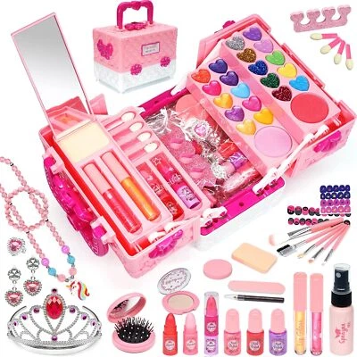 ROKKES Kids Makeup Sets for Girls - 57 PCS Girls Toys, Washable Makeup for Children, G
