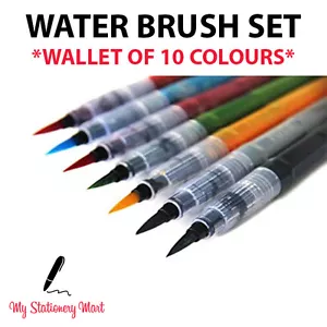 10 Coloured Water Brush Pen for Water Colour Calligraphy Dip REFILLABLE! - Picture 1 of 1