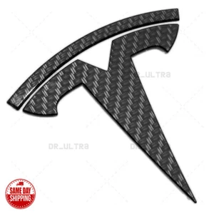 Tesla Model Y Rear Liftgate Lid T Nameplate Logo Badge Emblem Sport Carbon Fiber - Picture 1 of 6