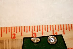 Pair of 14K White Gold & Cubic CS Stone 11mm Post Earrings - Picture 1 of 4