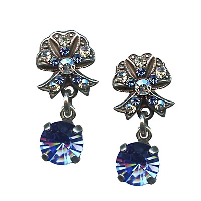 Mariana Earrings Bow Dangling Sapphire & Moonlight Austrian Crystals My Treas... Foto 1 de 3