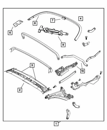 Panel de cabezal de techo derecho genuino Mopar 2005-2008 Chrysler Crossfire 5166832AB Foto 1 de 1