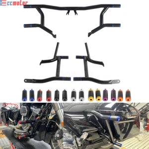 Front Crash Bar Saddlebags Guards For Harley Road King FLHR FLHRC FLHRX 2014-UP - Picture 1 of 20