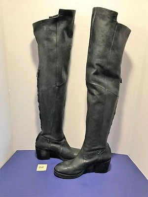 NUEVAS Botas hasta el muslo ALBERTO FERMANI Italia Cuero Negro 37 D15 Foto 1 de 4