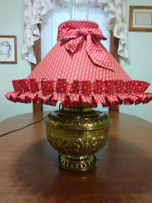 VTG Rochester Embossed Brass Lamp Electrified 1886 Rare Retro Kerosene Lamp - Image 1 of 4