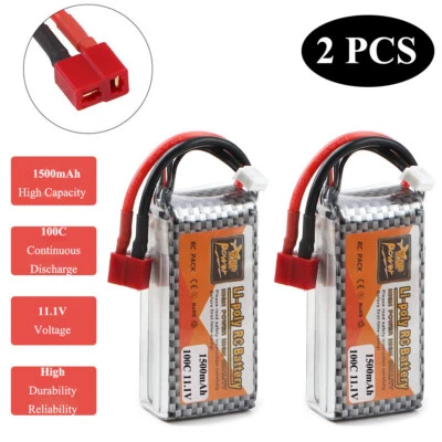 2x 3S 11,1V 1500mAh 100C Lipo Batterie Deans T Stecker Für RC Drohnen Flugz Auto - Bild 1 von 4