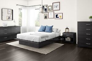 4 Piece Gray Oak Storage Platform Bed Set Home Living Bedroom Furniture