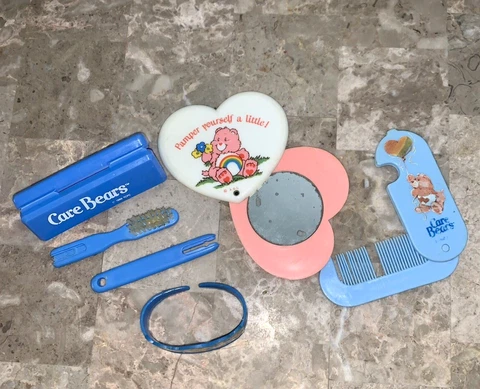 Vintage Care Bears Lot Compact Mirror Heart Bracelet Comb Toothbrush TLC 80s! Cover