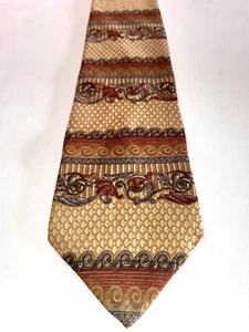 Corbata Savile Row Estampado Art Nouveau 100% Seda 4 x 58" Beige Canela Dorado - Imagen 1 de 2