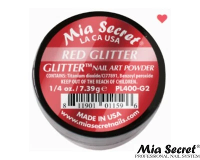 Mia Secret Nail Art Powder Glitter Collection (RED GLITTER) 1/4 oz Foto 1 de 2