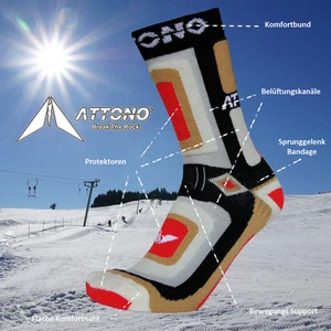 2 Paar Snowboardsocken ATTONO Snowboard Ski Trekking Wander Strümpfe Socken - Bild 1 von 2