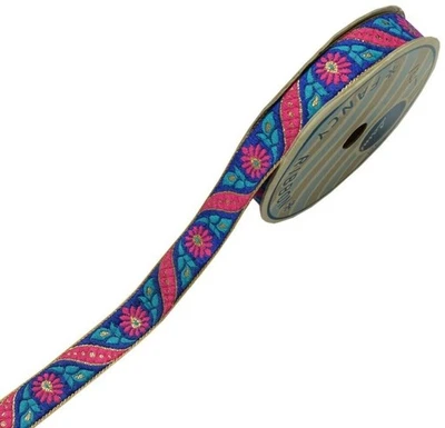 3 Yard Sari Border Indian Woven Craft Trim Sewing Ribbon Lace Edging Tape Blue - Image 1 of 4