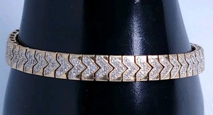 Vintage Estate 10KP Solid Yellow Gold 3CTW 115 Genuine Diamond Tennis Bracelet - Picture 1 of 12