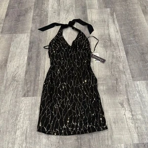 Brand New! Luxology Size 4 Black and Gold Formal Dress Size Small - Picture 1 of 5