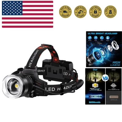 Faro LED Recargable, 9000mAh Batería Larga Lámpara Principal con 12 Modos, Wate... Foto 1 de 4