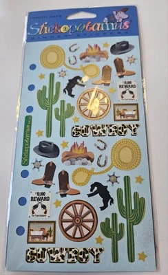 Pegatinas de carpeta COWBOY (39 piezas) Sticko•Cactus•Southwest•Recompensa • Sheriff•Fabricación de tarjetas Foto 1 de 3