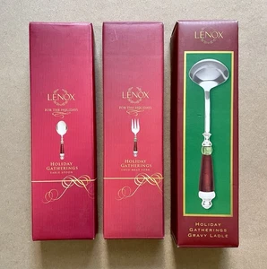Lenox Holiday Gatherings (3er-Set) Tafellöffel, Saucenkelle & Aufschnittgabel Neu im Karton - Bild 1 von 2