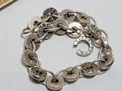Tiffany & Co. 1837 Itália 925 pulseira de elos circulares esterlinos tamanho 7,5 de comprimento - Imagem 1 de 4