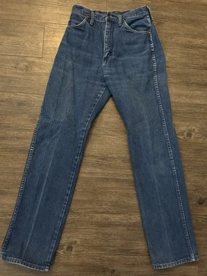 VTG Wrangler Cowboy 7x32 Slim Straight  Blue Jeans High Rise 13MWZG (B) USA - Image 1 of 4