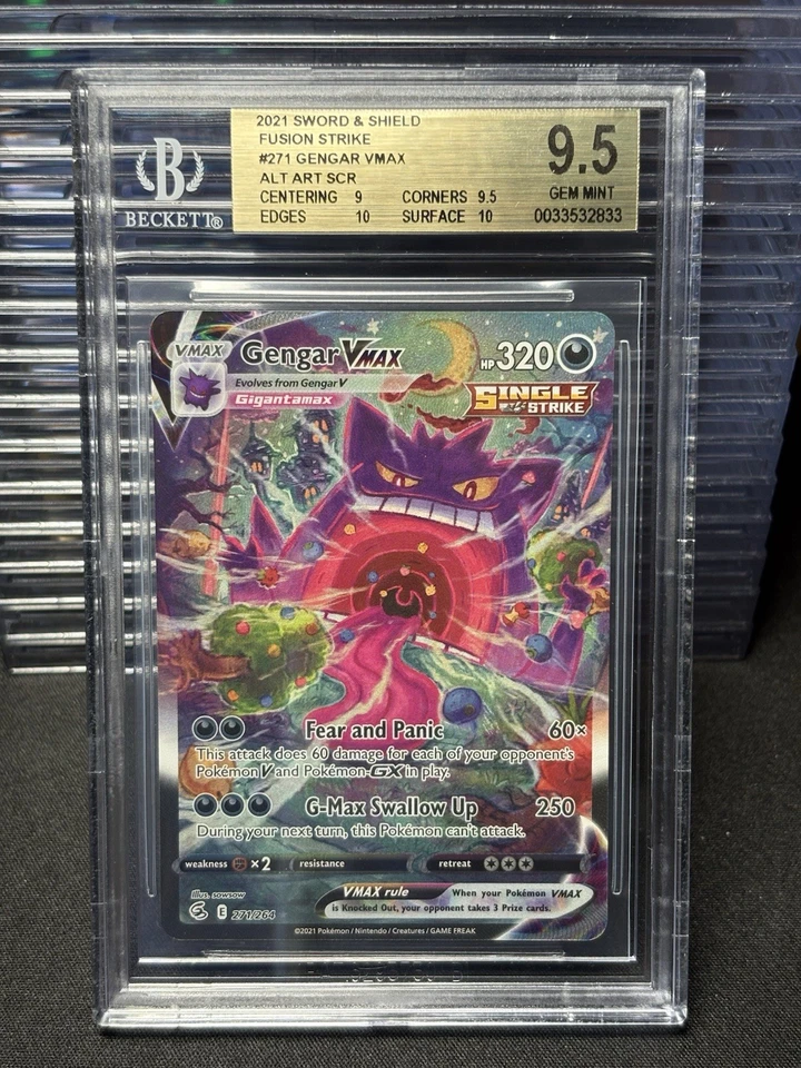 BGS 9.5 Gengar VMAX 271/264 Pokémon Fusion Strike Arte Antiguo Secreto Raro Foto 1 de 2