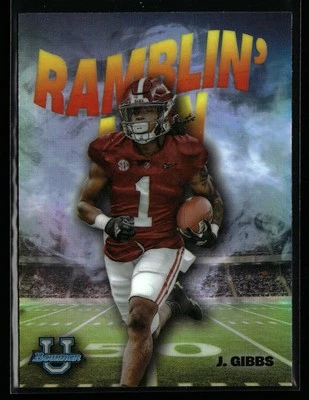 Jahmyr Gibbs 2022 Bowman University Chrome #RM-5 Ramblin' Man Alabama - Image 1 of 2