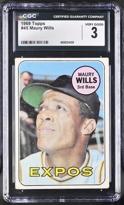 1969 Topps - Maury Wills No45 CGC 3 - Изображение 1 из 2