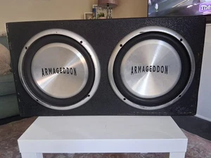 Armageddon Amplified Bass Box Double Subwoofer Car Speaker Not fully Functional - Picture 1 of 13