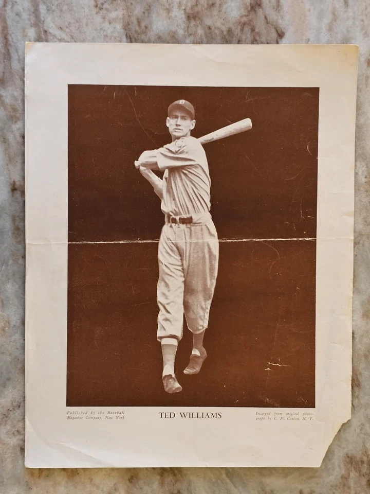 Póster de revista de béisbol Ted Williams NY YANKEES ROOKIE 1936 M114 Conlon MA7 Foto 1 de 2