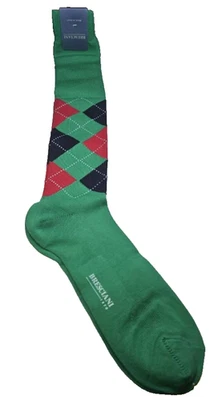Bresciani Men’s Italian Socks Argyle Green/Red/Black  100% Cotton Size L - NWT - Image 1 of 4