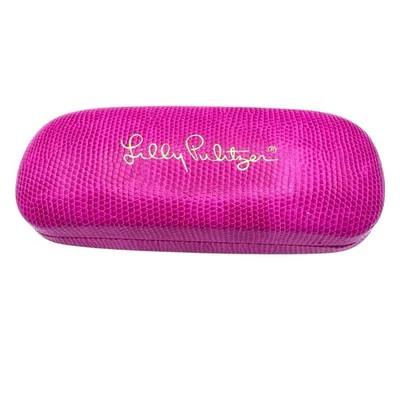 Estuche rígido de almacenamiento para gafas de sol Lilly Pulitzer rosa imitación piel de serpiente Barbiecore Foto 1 de 4