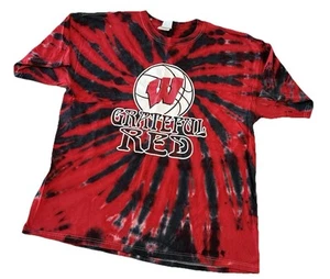 Vintage Y2K Wisconsin Badgers Grateful Red Tie Dye T-Shirt XL University book - Picture 1 of 9
