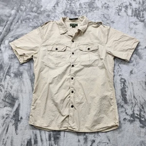 Eddie Bauer Shirt Mens L Beige Cotton Classic Fit Short Sleeve Button Down  - Picture 1 of 9