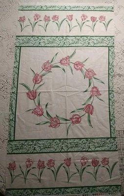 Benartex Evelyn's Etched Tulips Panel Quilt Sew Fabric Jackie Robinson 23x44" - Image 1 of 4