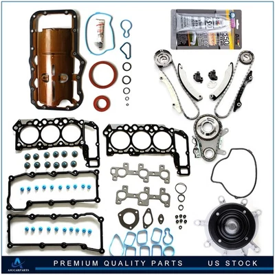 Fits 2002-03 Jeep Liberty 3.7L Full Gasket Set Water Pump Timing Chain Kit - Image 1 of 4