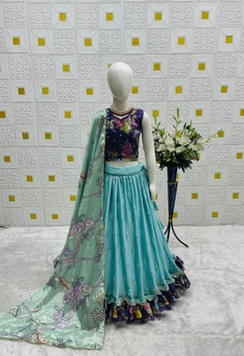 Vestido de diseñador listo para usar niños niñas lehenga choli fiesta ropa eid indias niñas Foto 1 de 4