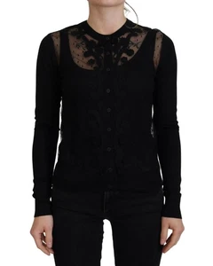 Dolce & Gabbana Lace Cardigan Long Sleeve TSH83743 Women Black Sweaters - Picture 1 of 7