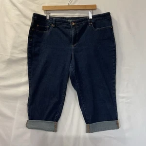 Lands' End Jeans Size 20W Women's Mid Rise Crop Jean Capri Cuffed - Picture 1 of 9
