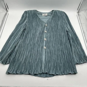 Vintage 70s Ann Hobbs for Cattiva Blue Satin Weave Elegant Blouse & Skirt - Picture 1 of 17