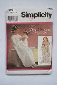 Simplicity 7841 Just Like You Girl's NIGHTGOWN & Matching Doll Pattern Sz 7-8-10 - Picture 1 of 2