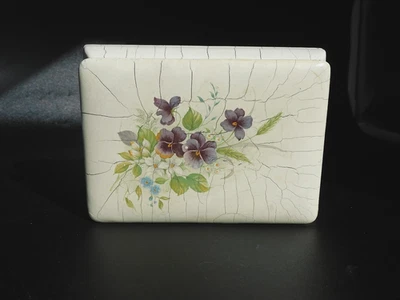 FLORAL - CRACKLED JEWELRY BOX - CONTAINER VINTAGE - PHILLIPS ESTATE - Image 1 of 4