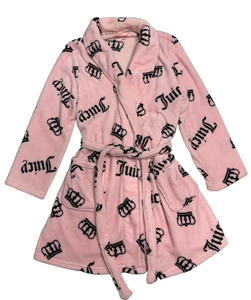 Albornoz para mujer Juicy Couture L/XL rosa negro logotipo corona felpa bata de diseñador - Imagen 1 de 6