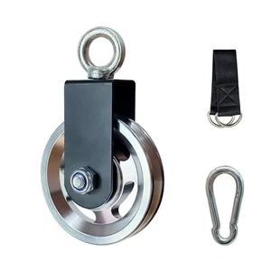 Exercise Equipment Cable Pulley with Hanging Strap and Carabiner, 3.74in/95mm - Picture 1 of 6