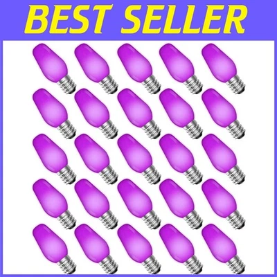 Vibrant Purple C7 LED Bulbs 25-Pack for String Lights - Image 1 of 4