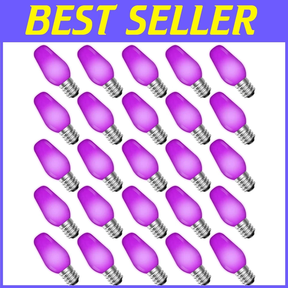 Vibrant Purple C7 LED Bulbs 25-Pack for String Lights - Image 1 of 4