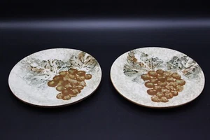 Pair of ELLEN EVANS Studio Pottery Grape Themed Plates 2005 - Picture 1 of 7
