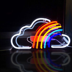 14"x9"Rainbow Cloud Neon Sign Light Home Room Wall Decor Nightlight Artwork Gift