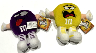 M&M SWARMEES Minis Vintage {1998} Peluche Púrpura Pesado Yellin Amarillo ETIQUETA Lote de 2 Foto 1 de 4