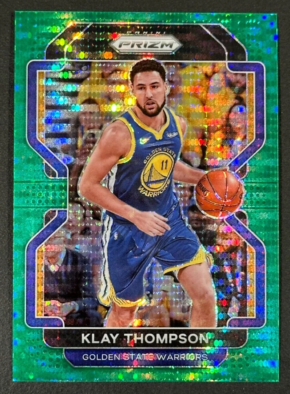 2021-22 Panini Prizm KLAY THOMPSON Prizm Green Pulsar Refractor /25