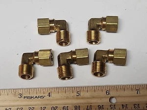 CerroBrass Thread Compression Tube 90 Elbow 5/16" Tube OD x 1/4" Mnpt 5 qty - Picture 1 of 6